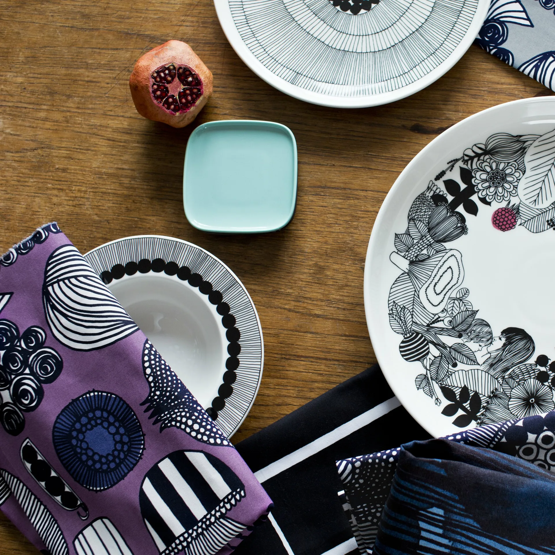 Siirtolapuutarha diep bord Ø 20 cm 4-pack zwart Marimekko