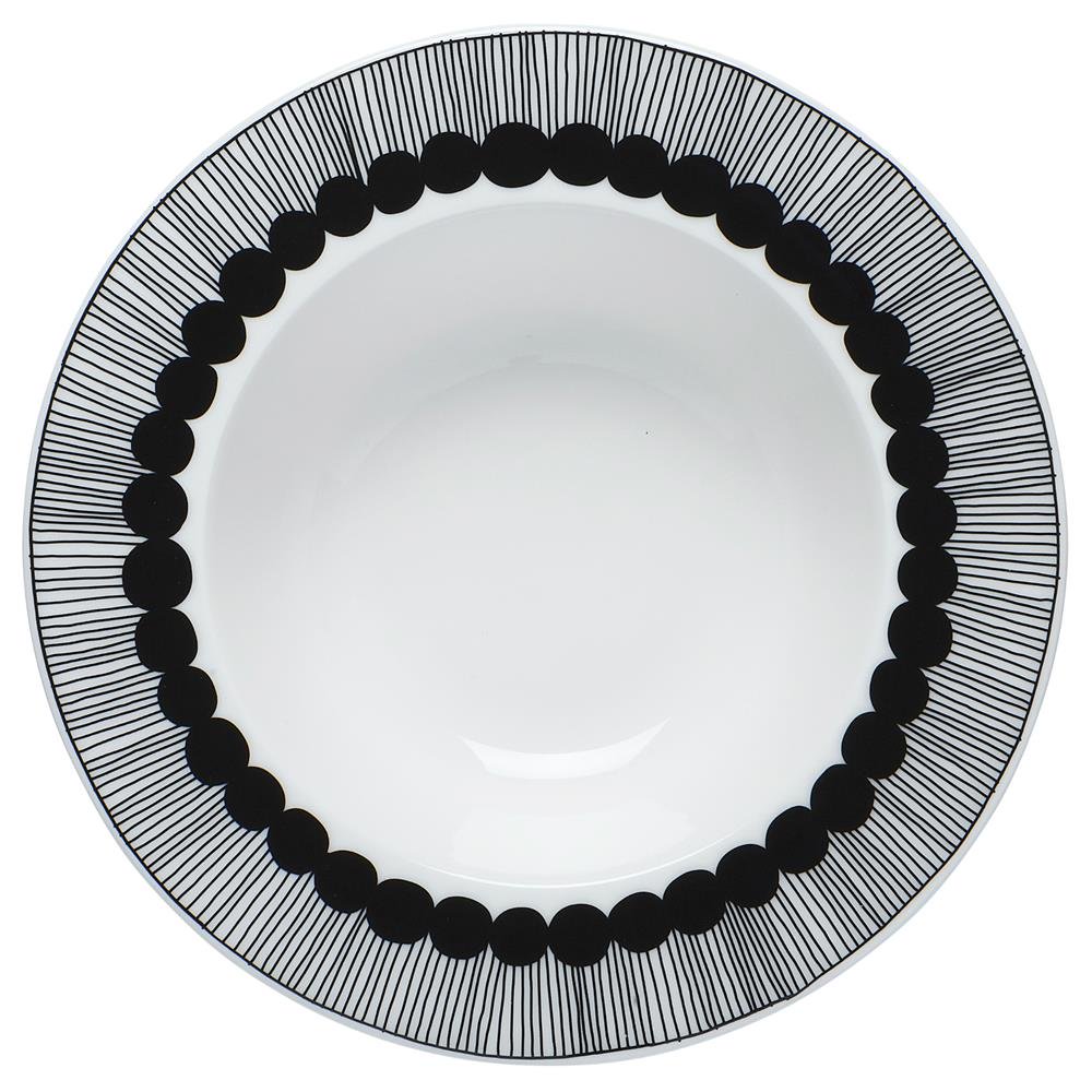 Marimekko Siirtolapuutarha diep bord o 20 cm. zwart-wit