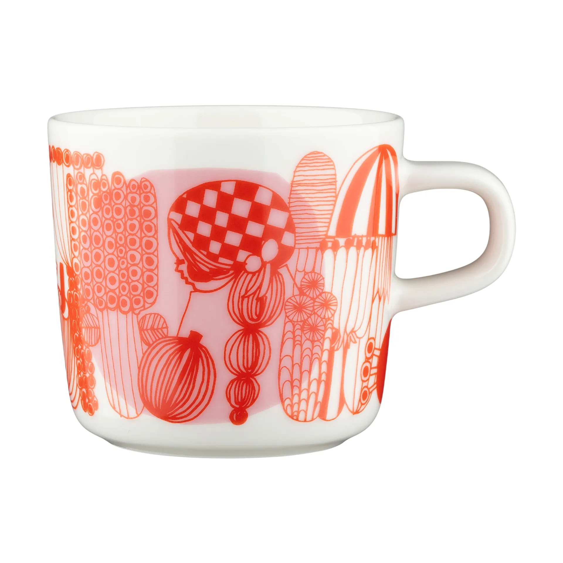 Siirtolapuutarha mok 20 cl, White-orange-light pink Marimekko