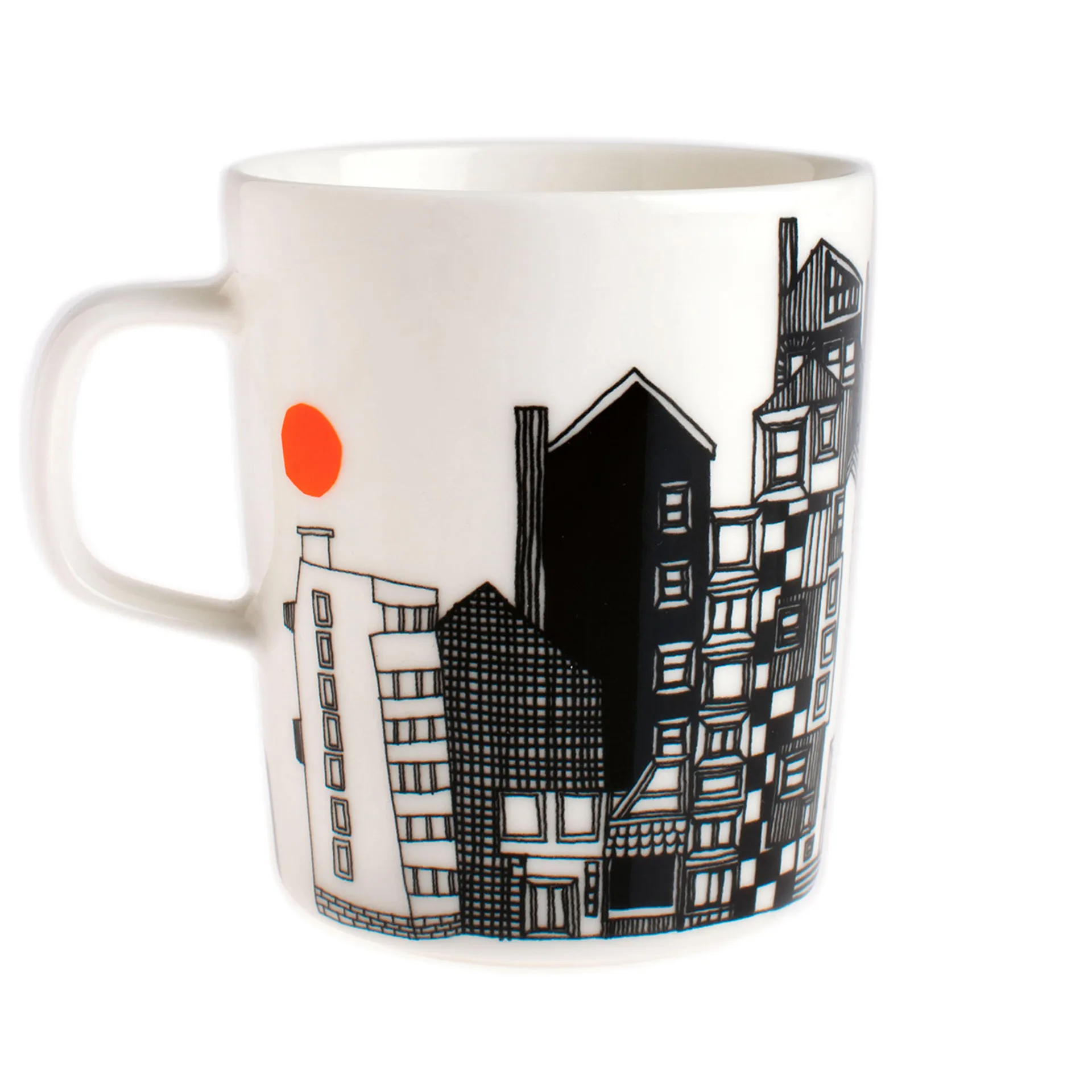 Siirtolapuutarha mok 2,5 dl., zwart-oranje Marimekko