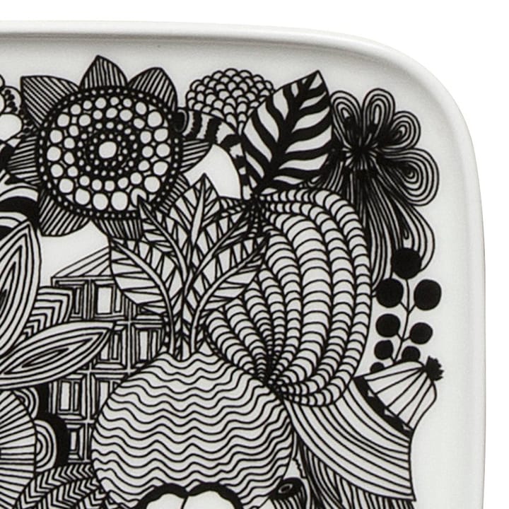 Siirtolapuutarha schotel 15 x 12 cm., zwart-wit (Finland 100 jaar) Marimekko