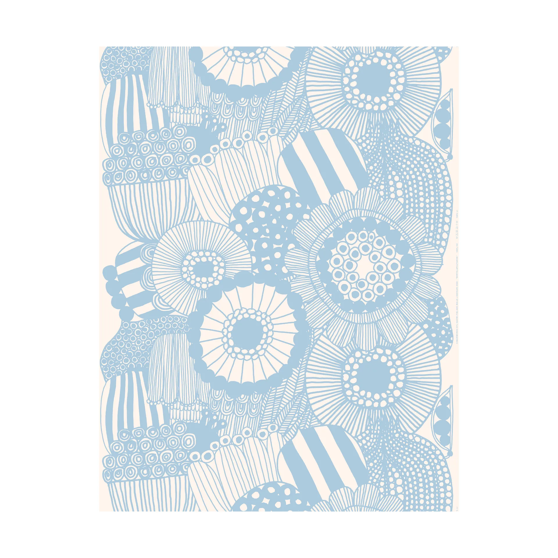 Siirtolapuutarha stof, Beige-blauw Marimekko