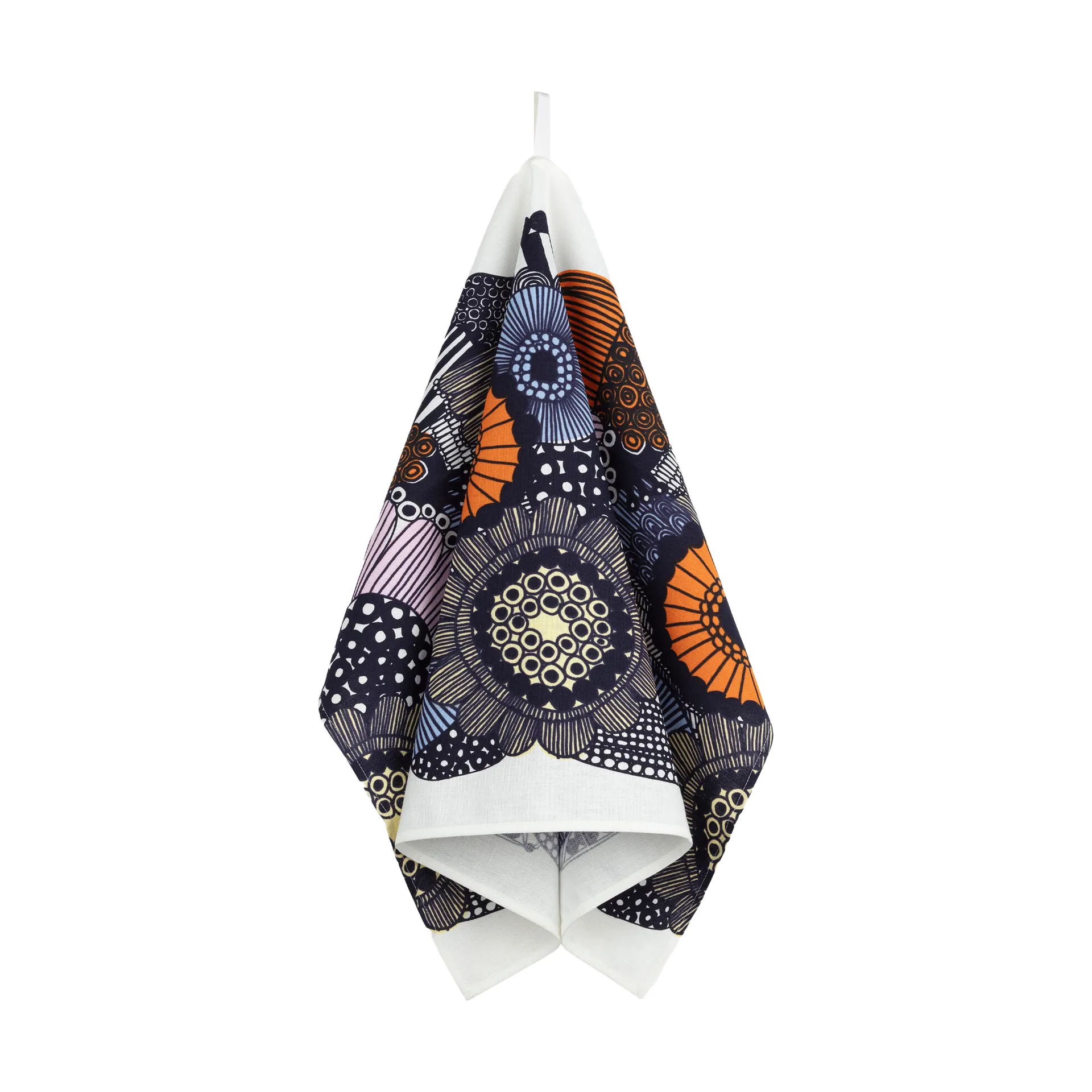 Siirtolapuutarha theedoek 47x70 cm, White-yellow-orange-light blue Marimekko