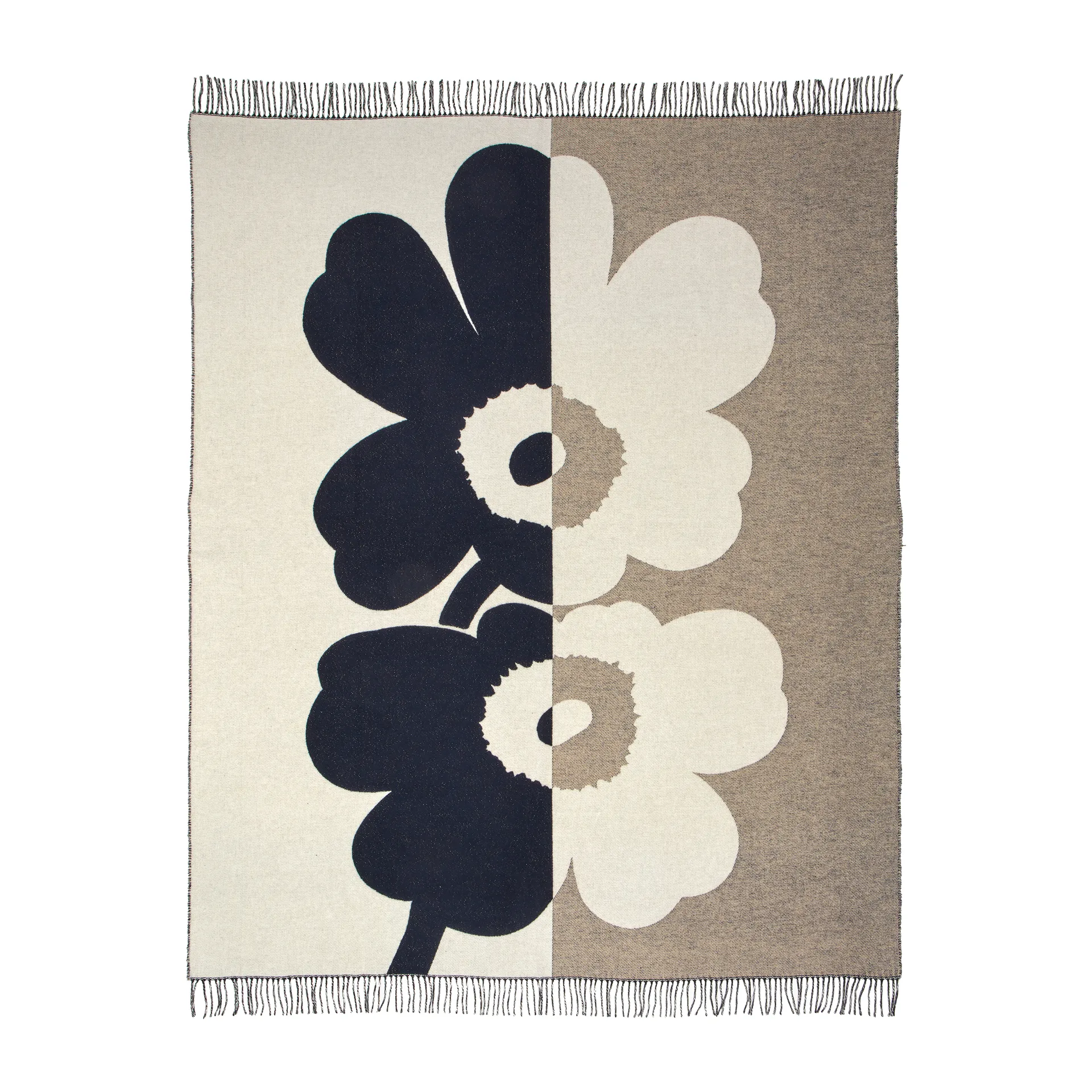Suur Unikko plaid 130x170 cm, Donkerblauw-zand-offwhite-goud Marimekko
