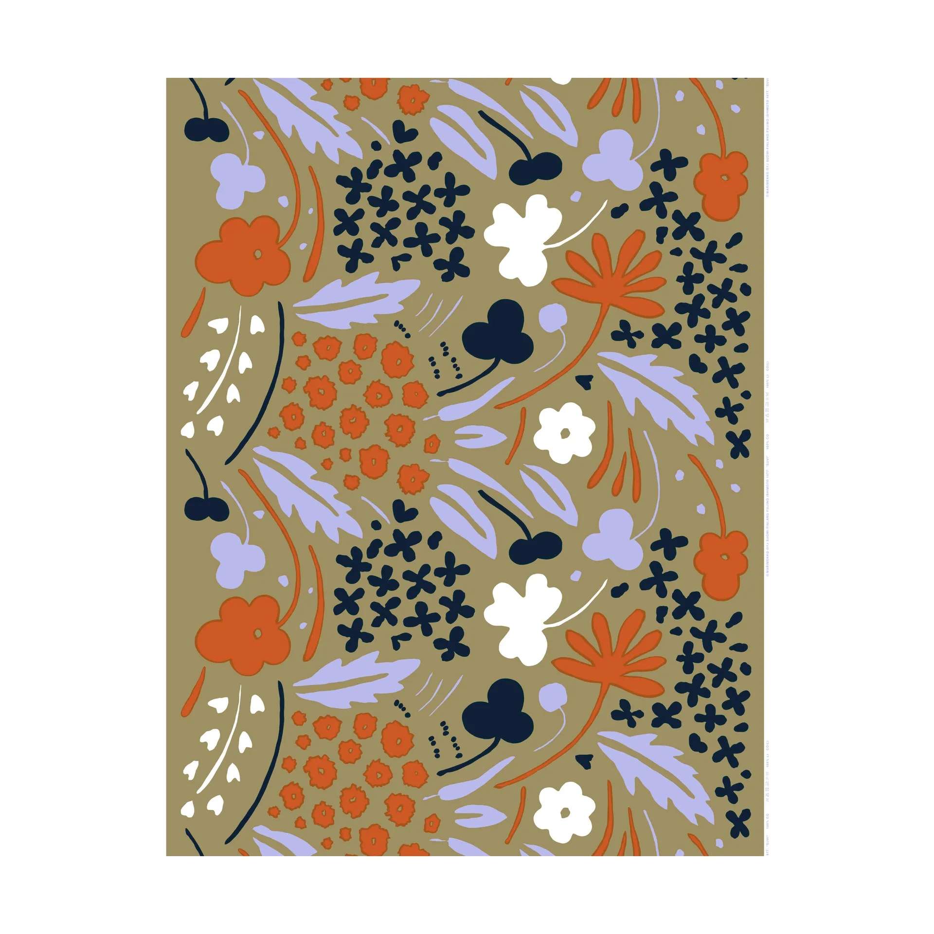 Suvi stof, Grey-green-dark blue-tile Marimekko