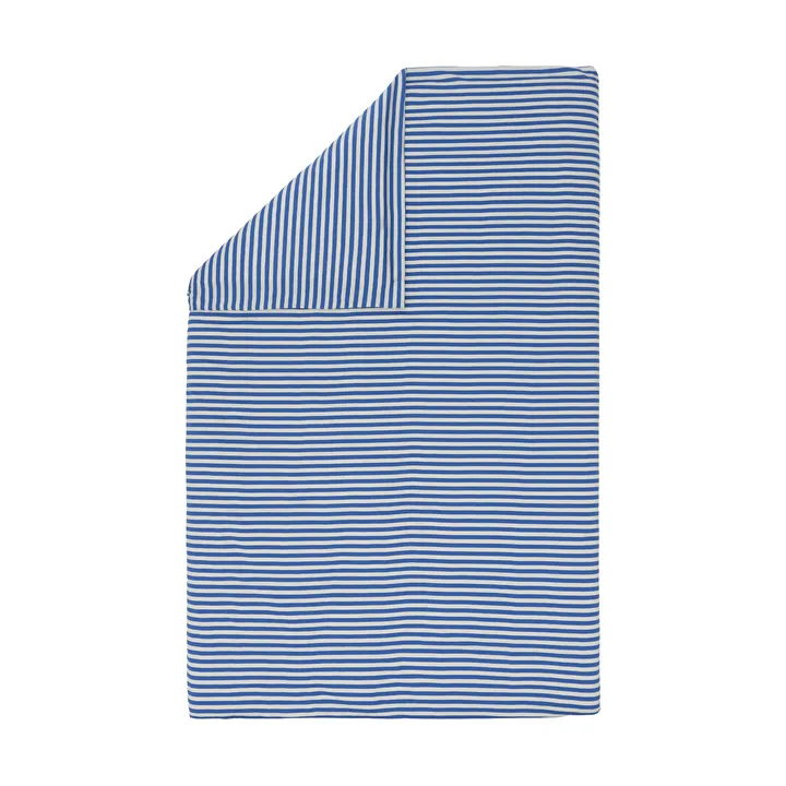 Tasaraita dekbedovertrek 150x210 cm - Off white-blue - Marimekko