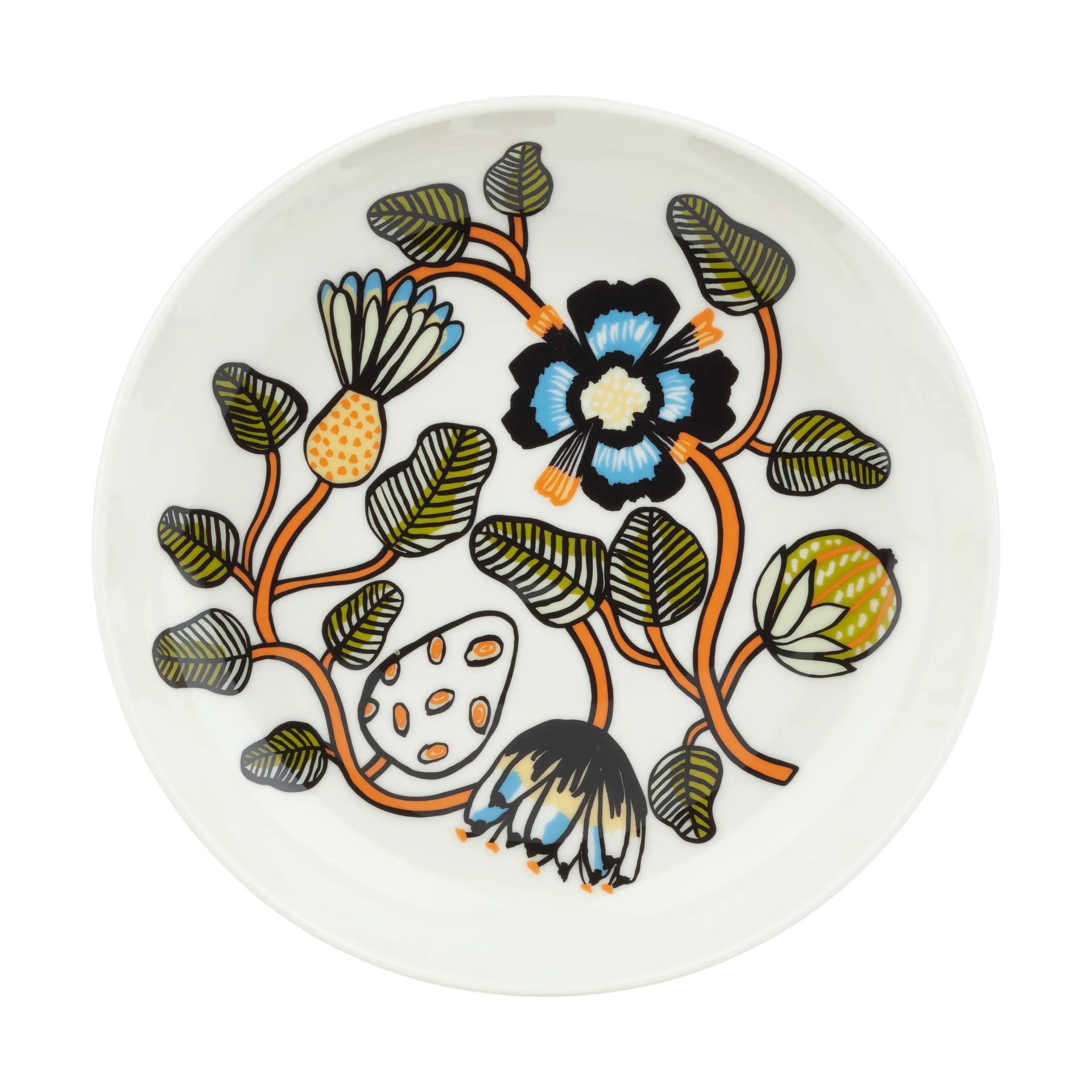 Tiara diep bord Ø20,5 cm, White-warm orange-green Marimekko