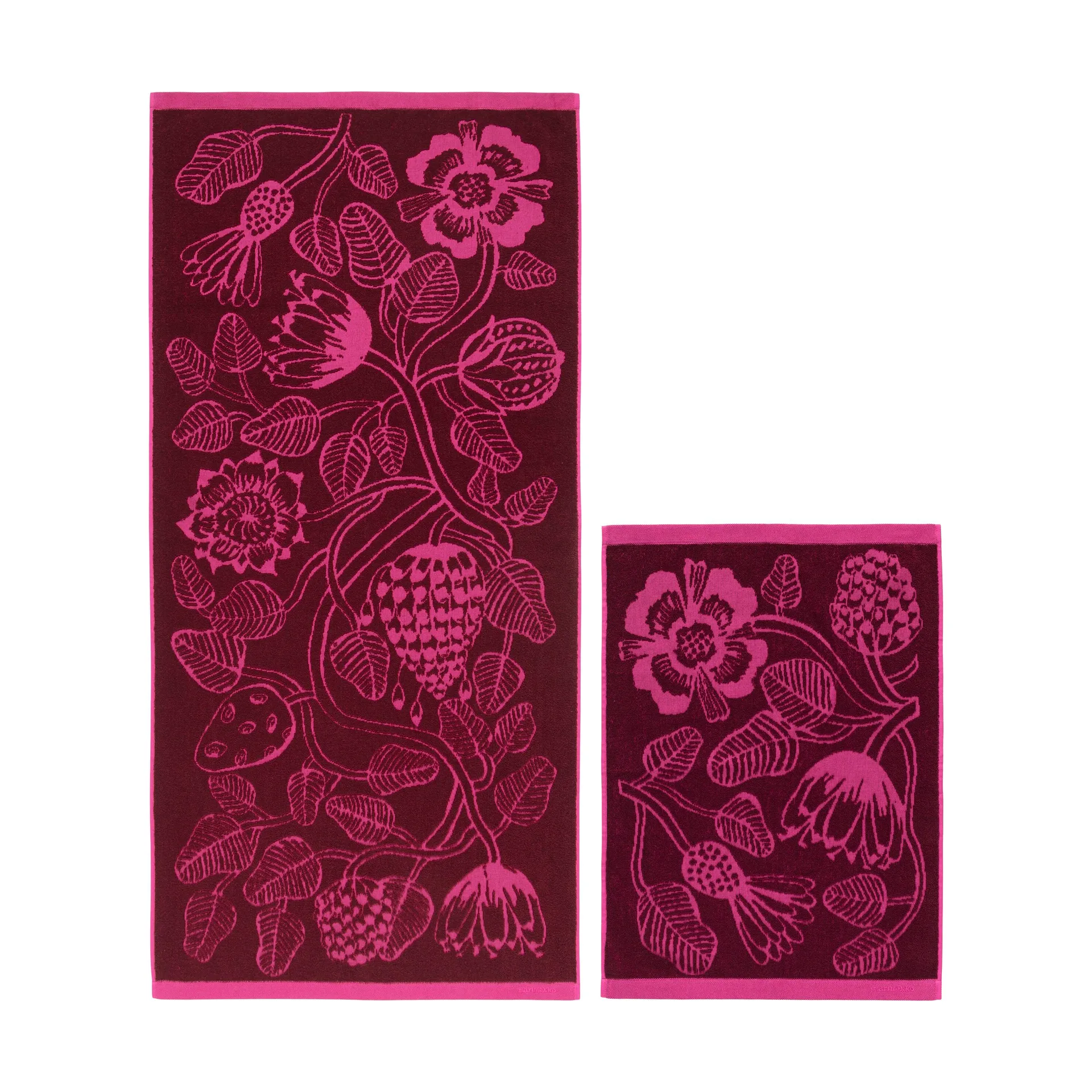 Tiara handdoekenset 2-delig, Bordeaux-roze Marimekko