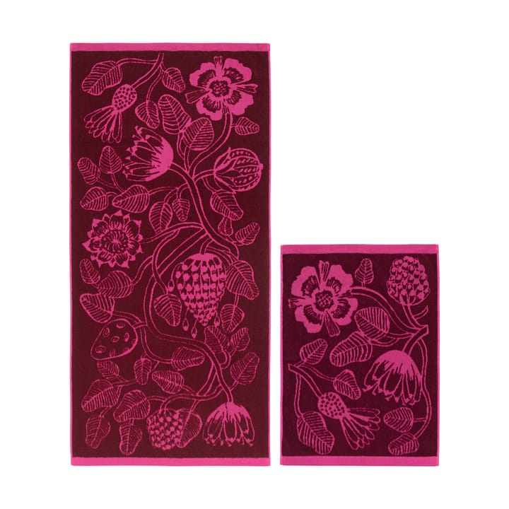 Tiara handdoekenset 2-delig - Bordeaux-roze - Marimekko
