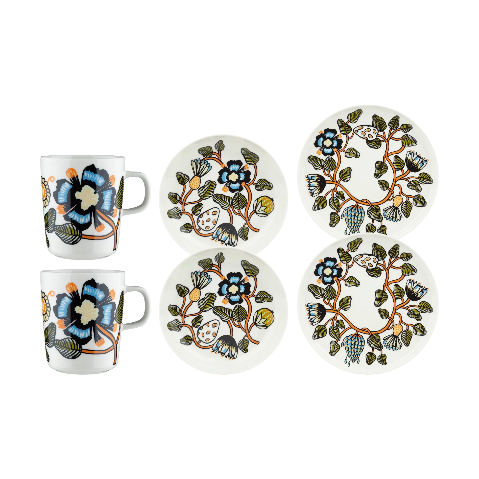 Tiara sreviesset 6-delig, White-warm orange-green Marimekko