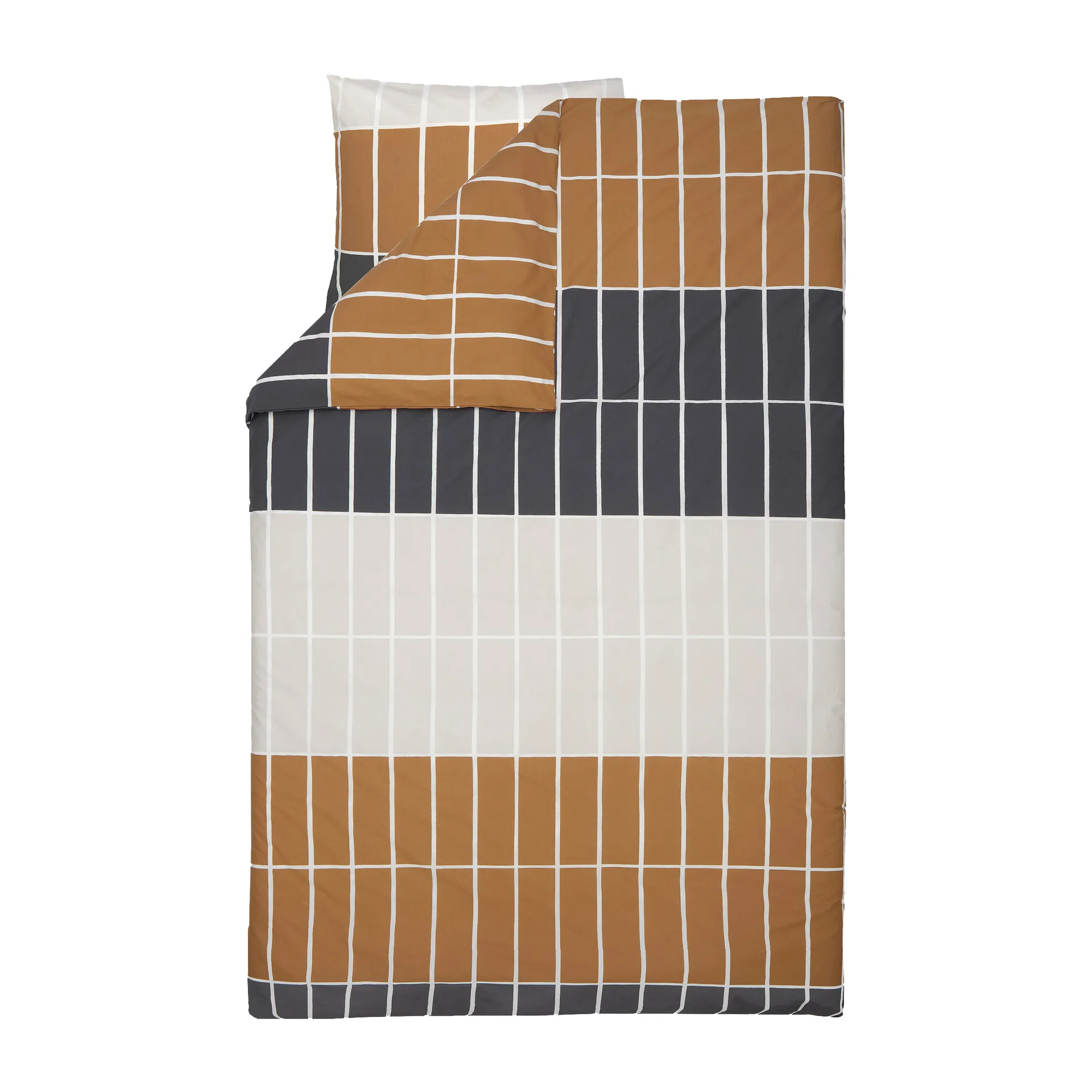Tiiliskivi kussensloop 150x210 cm, Donkerbruin-beige-charcoal Marimekko