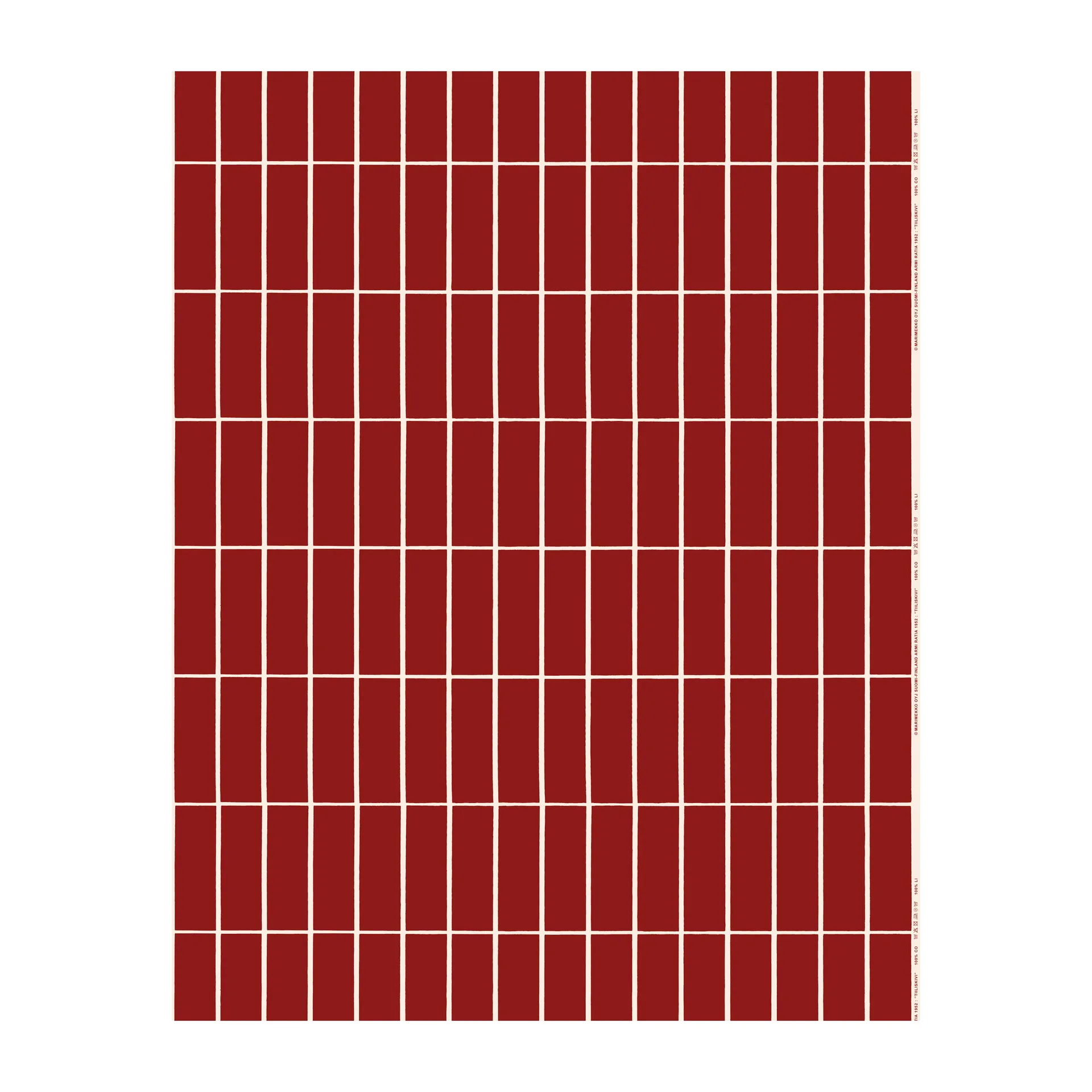 Tiiliskivi satijnen stof, Rood-beige Marimekko