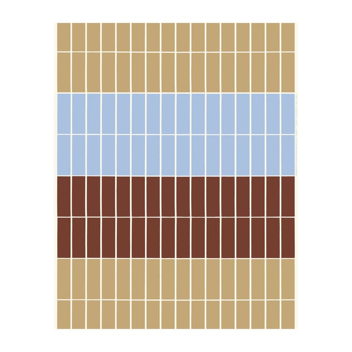 Tiiliskivi stof - Lichtblauw-roodbruin-beige - Marimekko