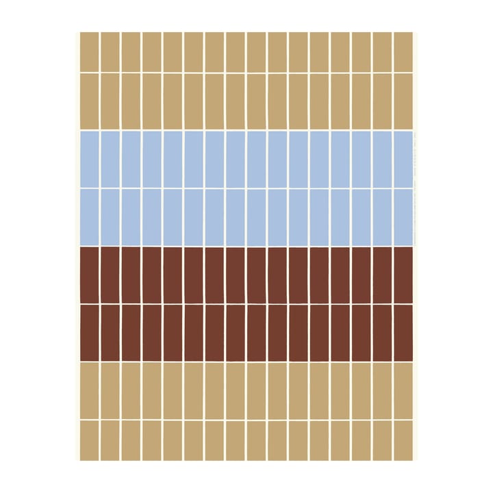 Tiiliskivi stof - Lichtblauw-roodbruin-beige - Marimekko