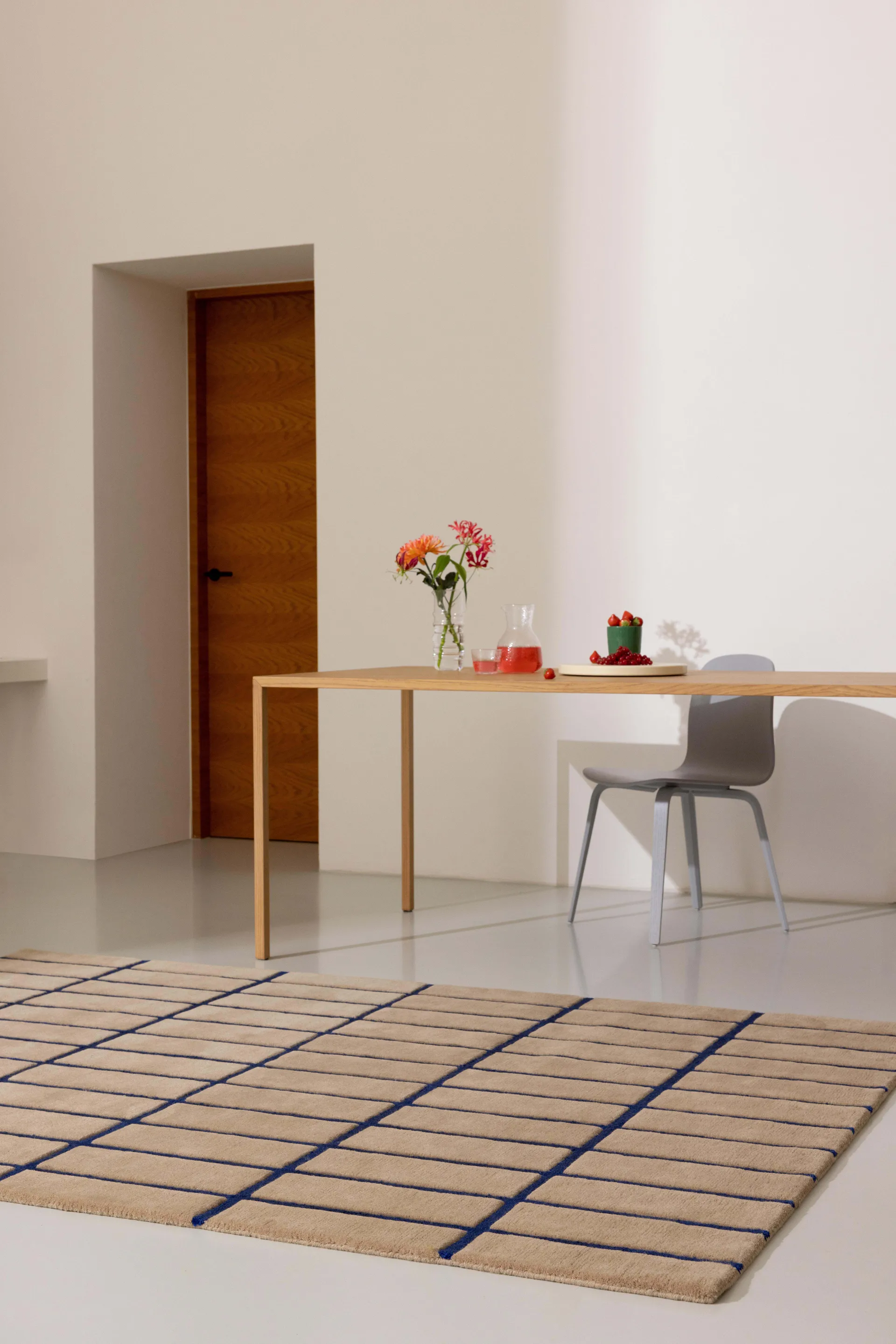 Tiiliskivi wollen vloerkleed, Bright Blue, 250x350 cm Marimekko