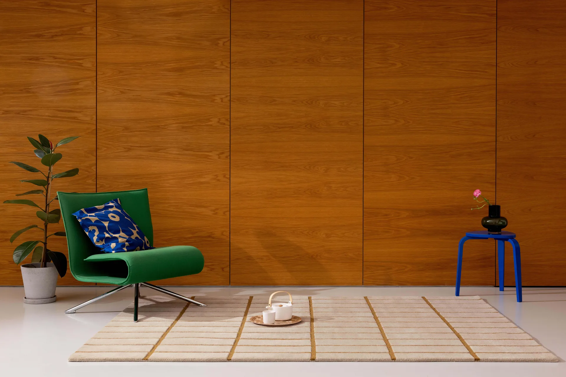 Tiiliskivi wollen vloerkleed, Bronze Yellow, 140x200 cm Marimekko