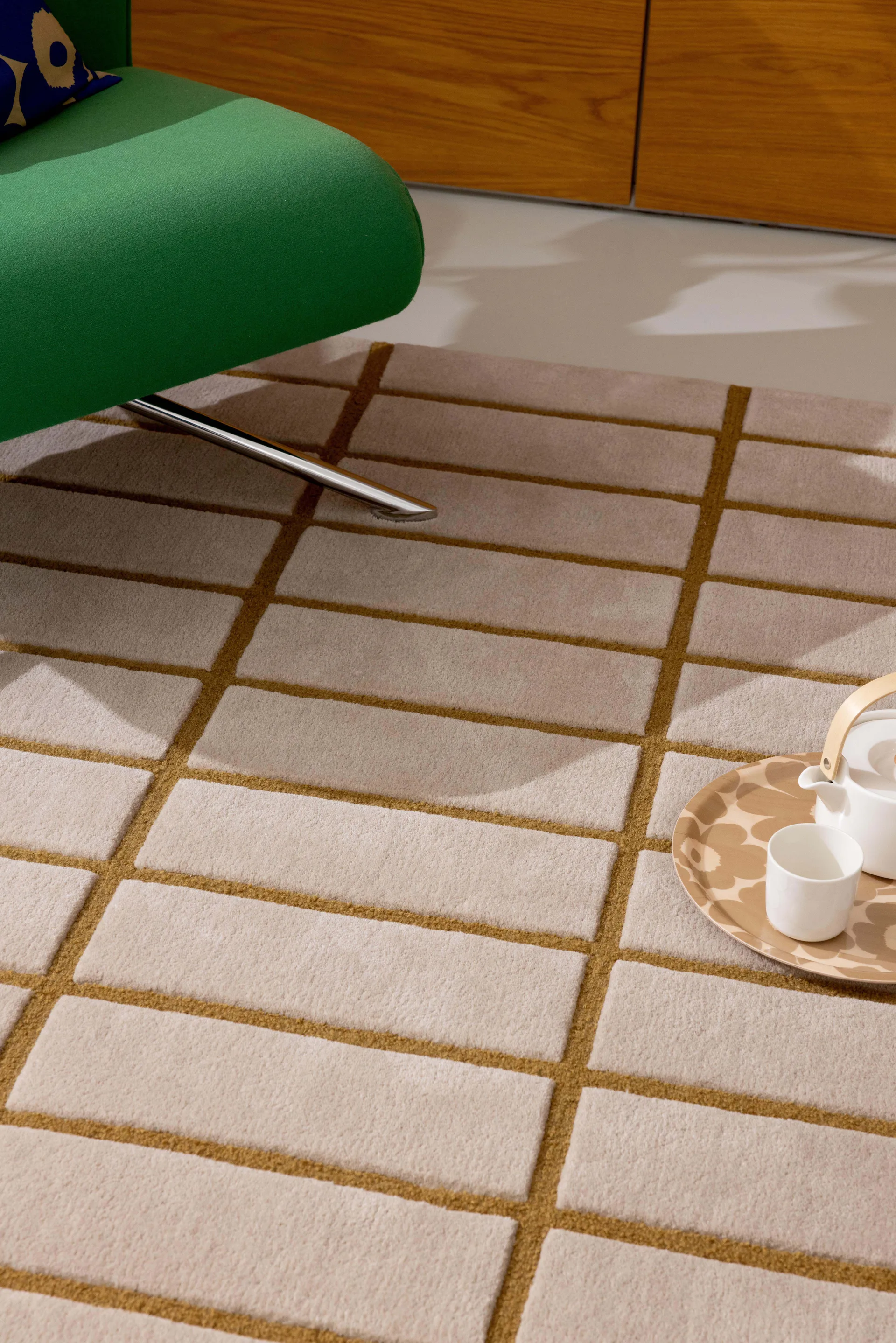 Tiiliskivi wollen vloerkleed, Bronze Yellow, 200x280 cm Marimekko