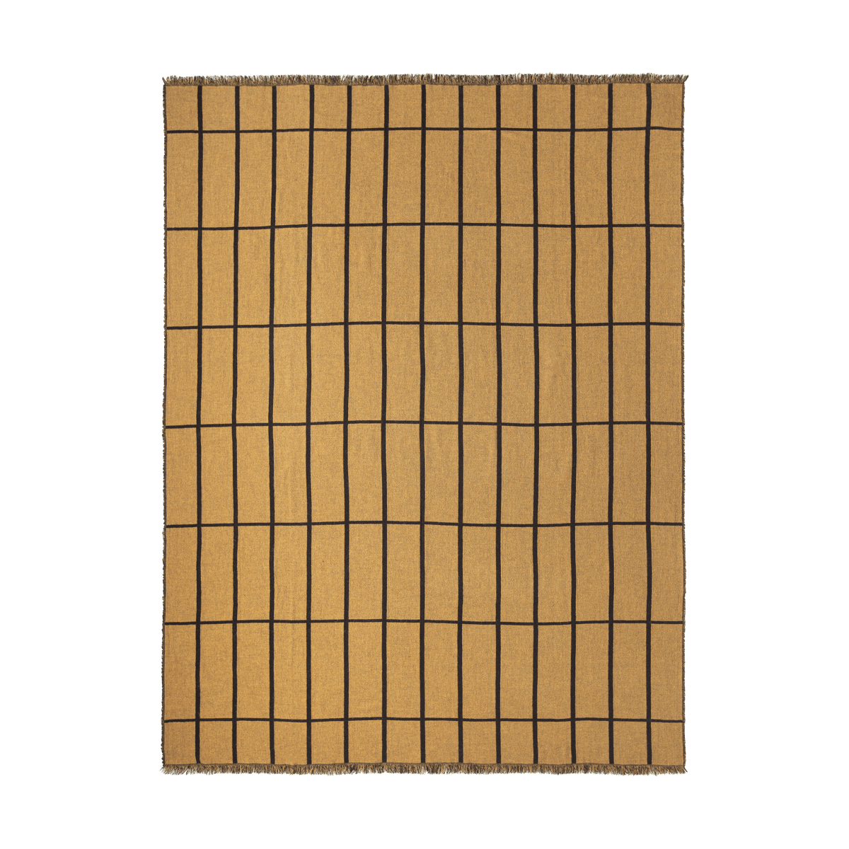 Marimekko Tilliskivi plaid Caviar-gold | Scandinavisch Interieur | Wollen dekens & spreien | Goudkleurig