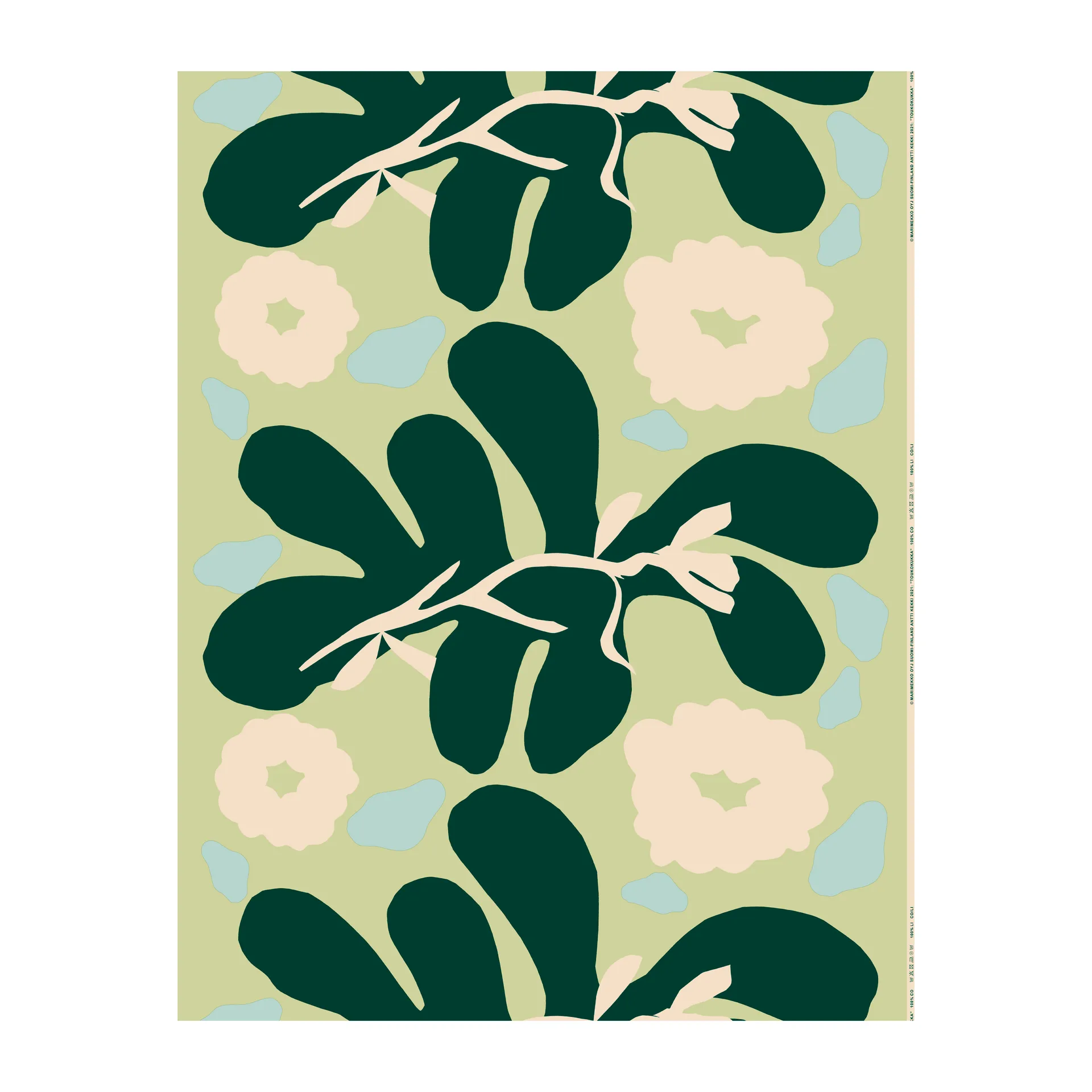 Toukokukka katoenen stof, Green-cotton-mint Marimekko