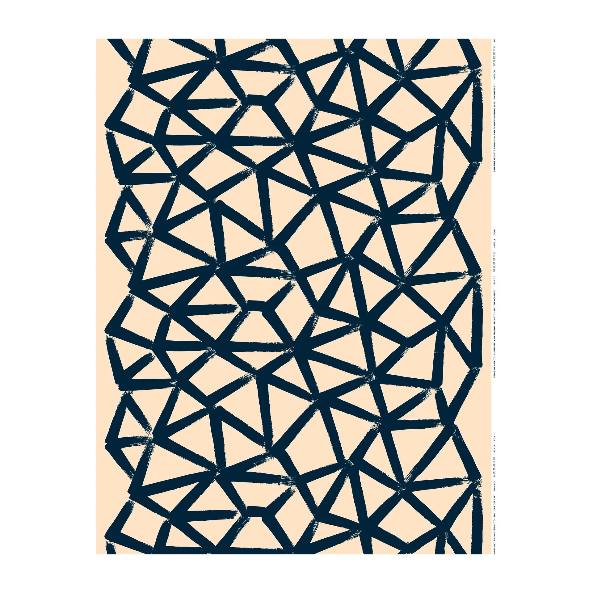 Ukkospilvi katoenen stof, Peache-dark blue Marimekko
