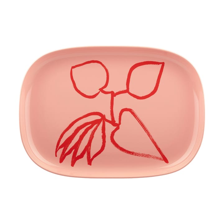 Ukonhattu serveerschaal 23x32 cm - Salmon red-tomato red - Marimekko