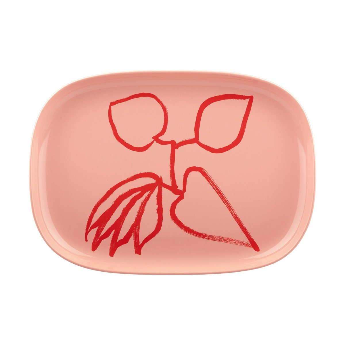 Marimekko Ukonhattu serveerschaal 23x32 cm Salmon red-tomato red
