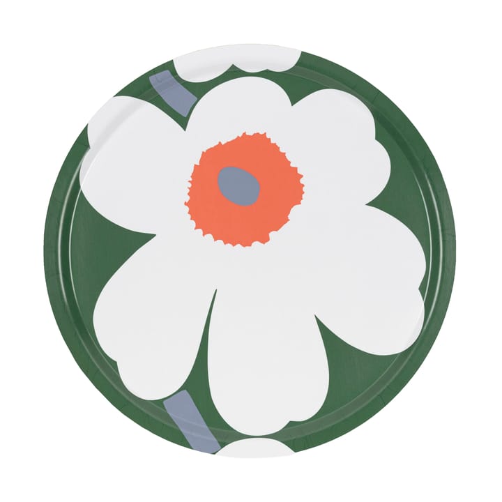 Unikko 60-jarig jubileum dienblad Ø46 cm, Green-white-orange Marimekko
