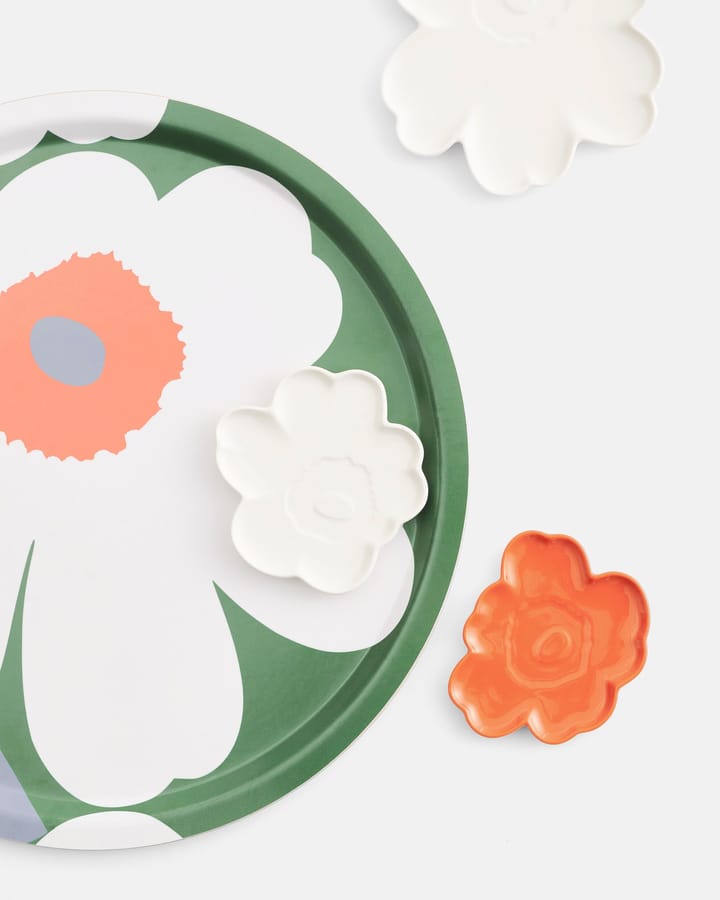 Unikko 60-jarig jubileum dienblad Ø46 cm, Green-white-orange Marimekko
