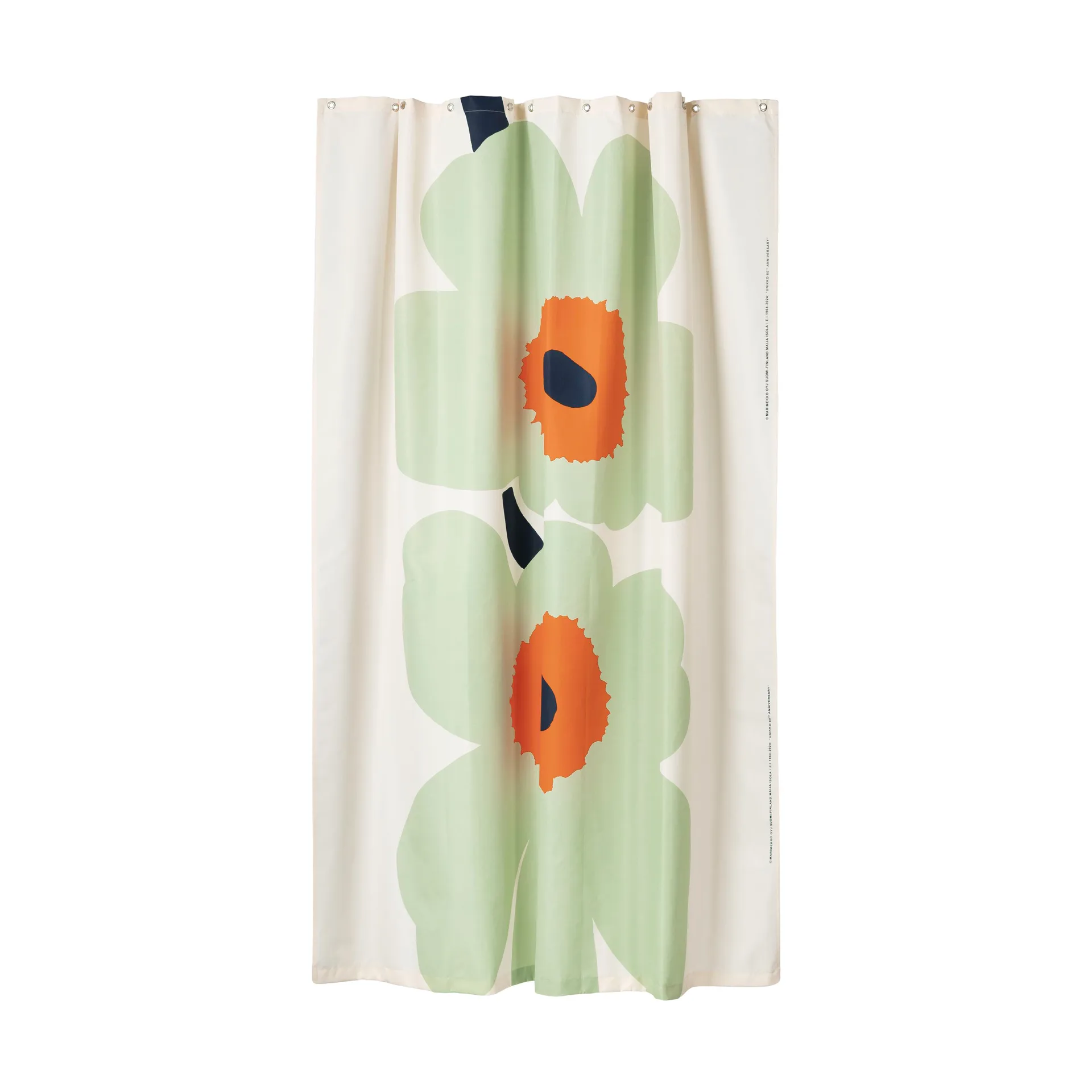 Unikko 60-jarig jubileum douchegordijn 180x200 cm, Off white-sage-dark blue Marimekko