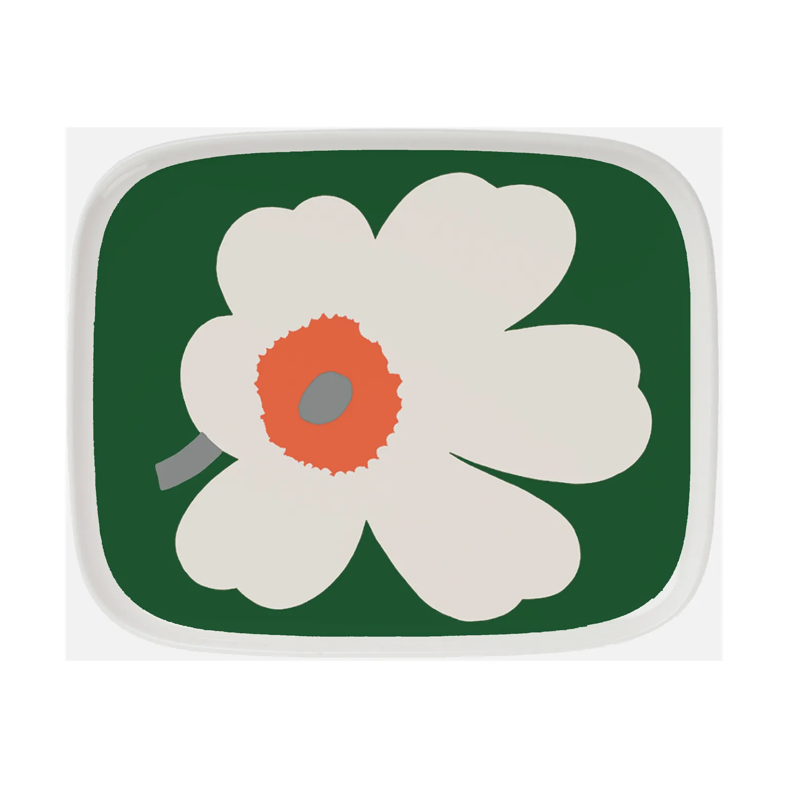 Unikko 60-jarig jubileum schotel 12x15 cm, White-green-orange Marimekko