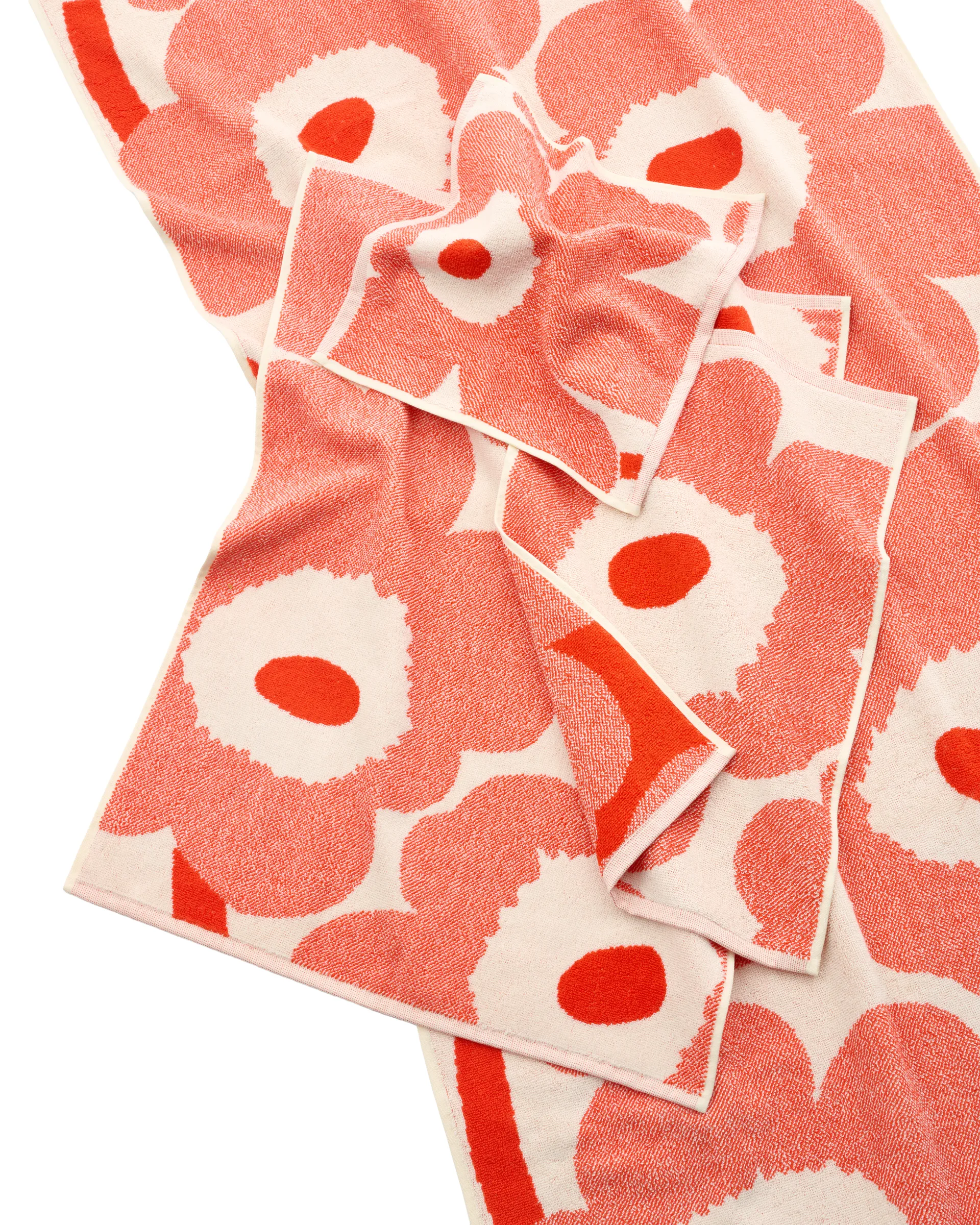 Unikko badhanddoek 70x150 cm, Off white-orange red Marimekko