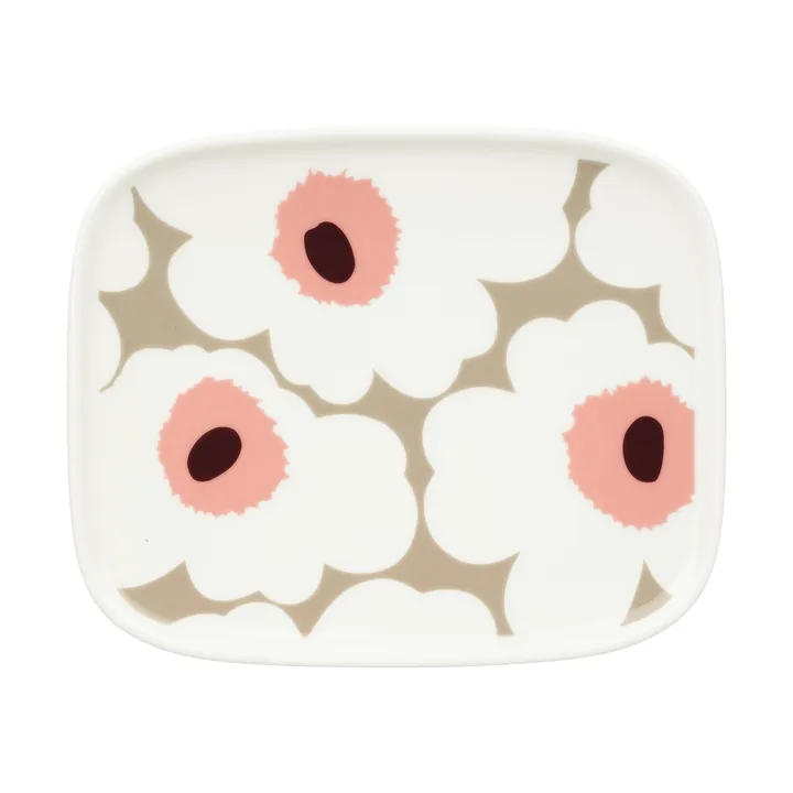 Unikko bord 12x15 cm - White-clay-powder-dark wine - Marimekko