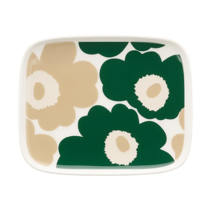 Unikko bord 12x15 cm - White-dark green-beige-light sand - Marimekko