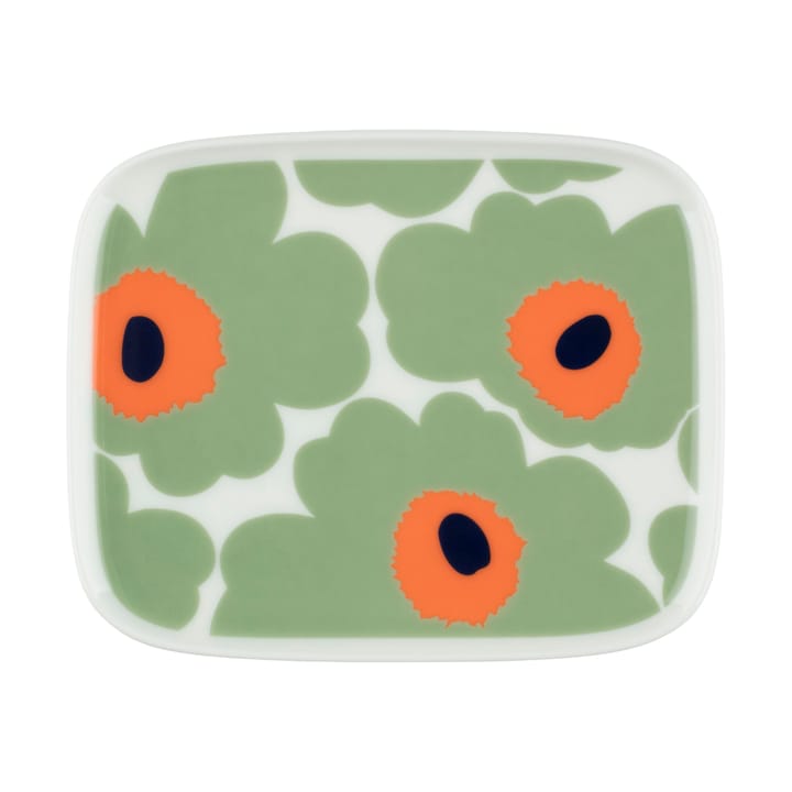 Unikko bord 12x15 cm - White-sage-orange-dark blue - Marimekko