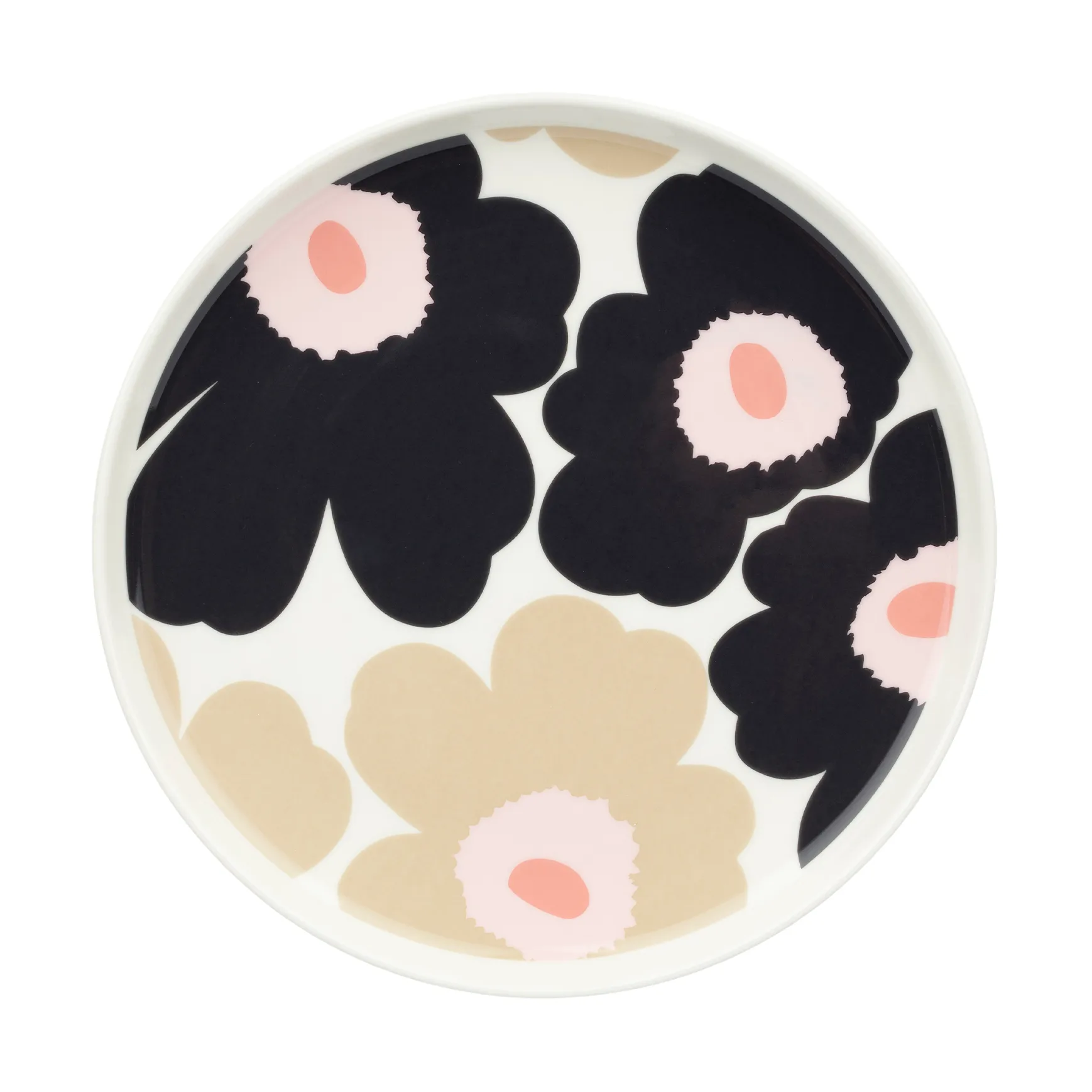 Unikko bord Ø20 cm, Off white-charcoal-sand-pink Marimekko