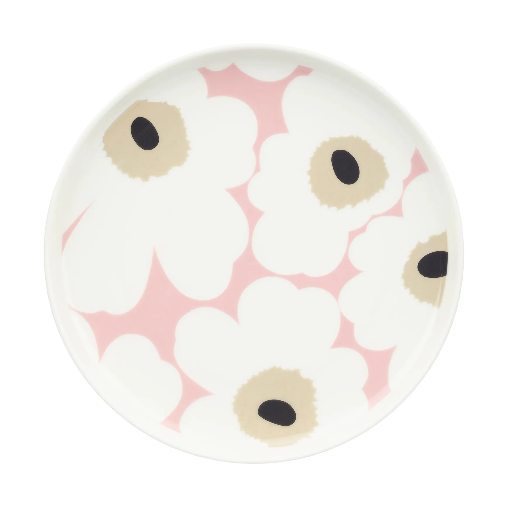 Unikko bord Ø20 cm, Off white-pink-sand-charcoal Marimekko