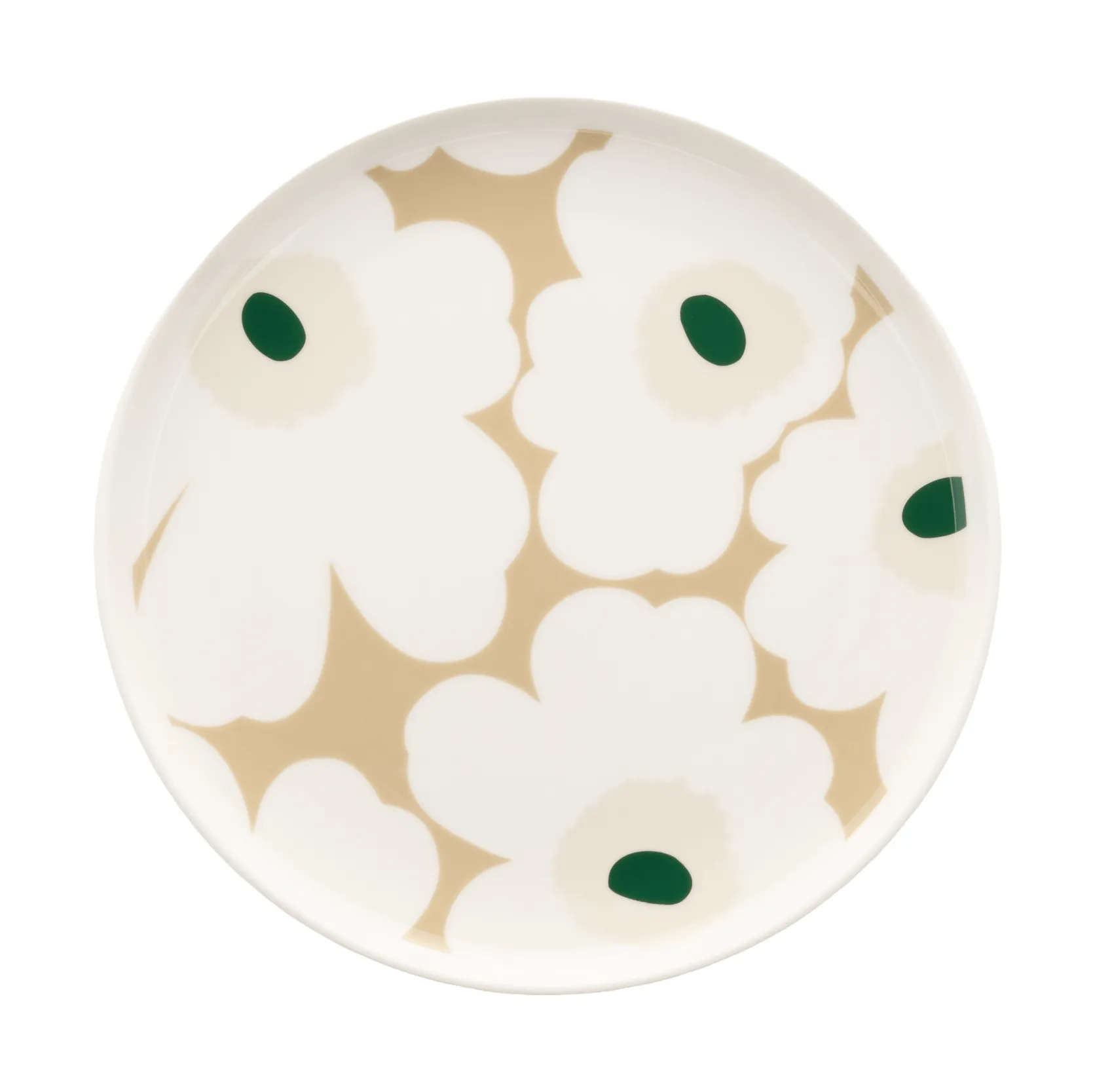 Unikko bord Ø20 cm, White-beige-light sand-dark green Marimekko