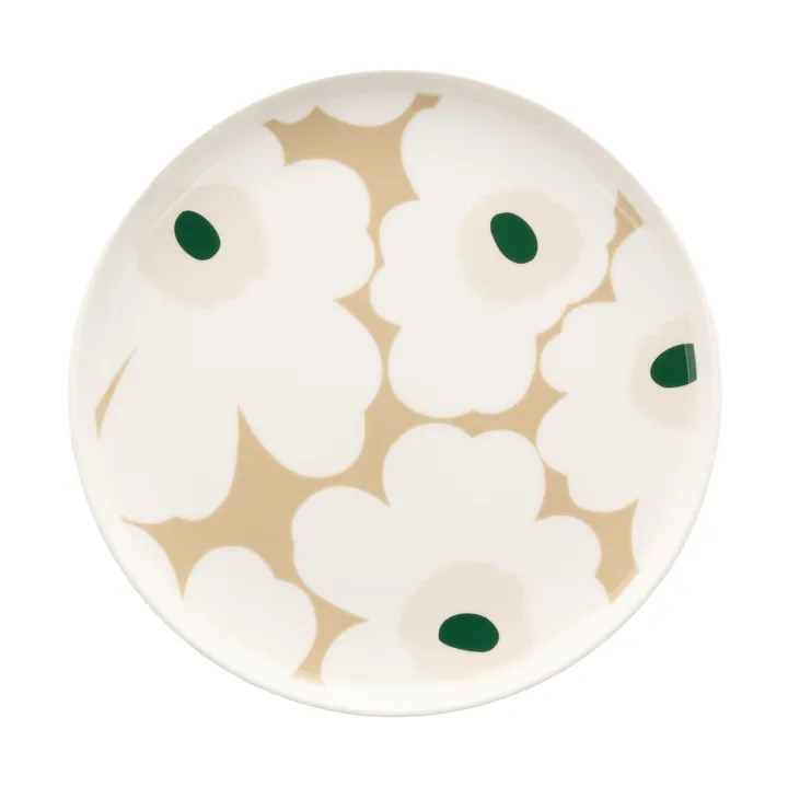 Unikko bord Ø20 cm - White-beige-light sand-dark green - Marimekko
