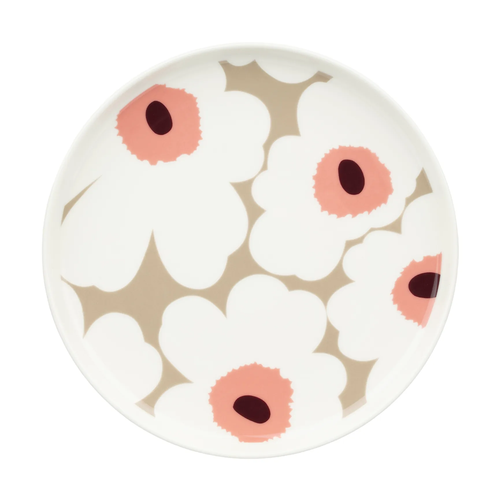 Unikko bord Ø20 cm, White-clay-powder-dark wine Marimekko
