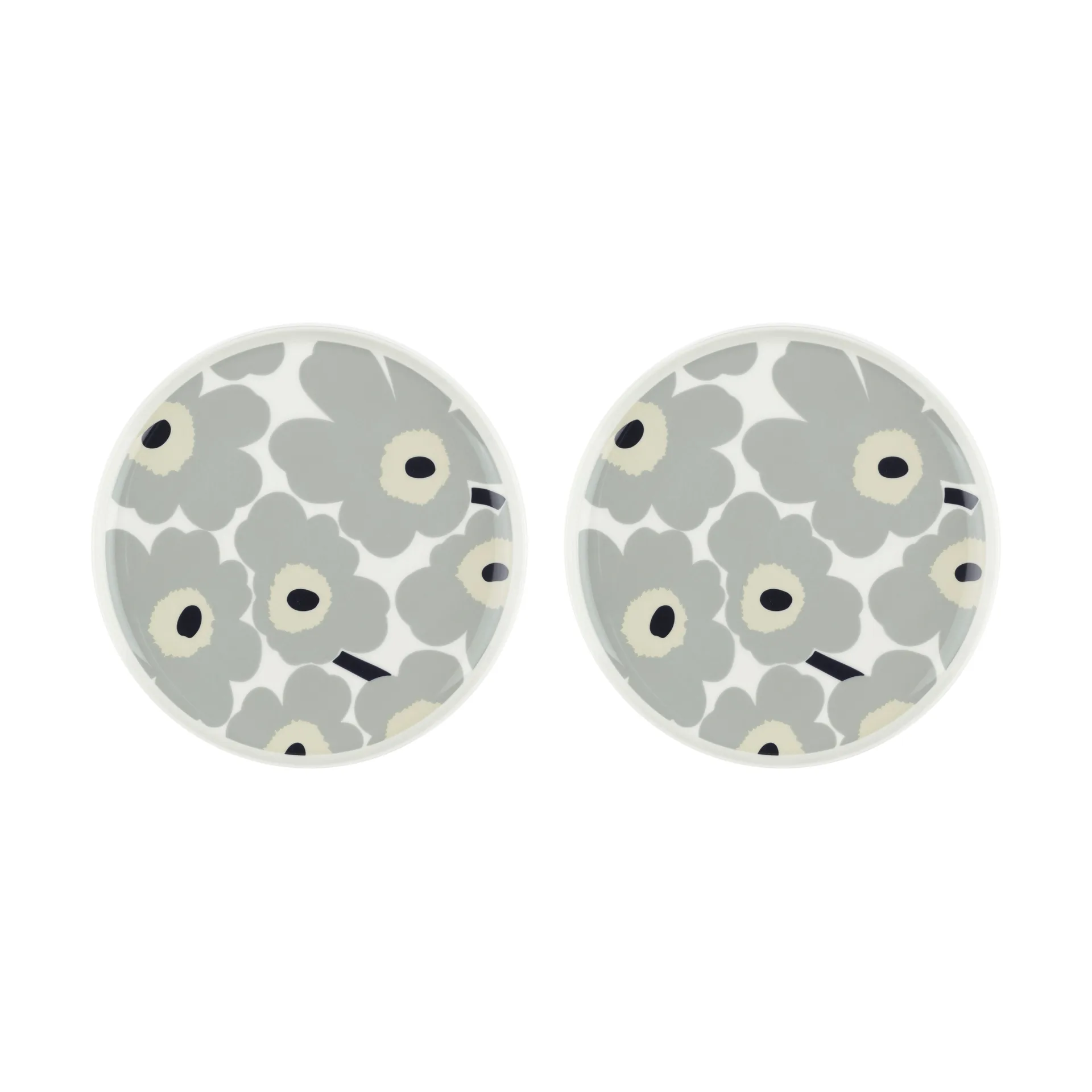Unikko bord Ø25 cm 2-pack, White-light grey-sand-dark blue Marimekko
