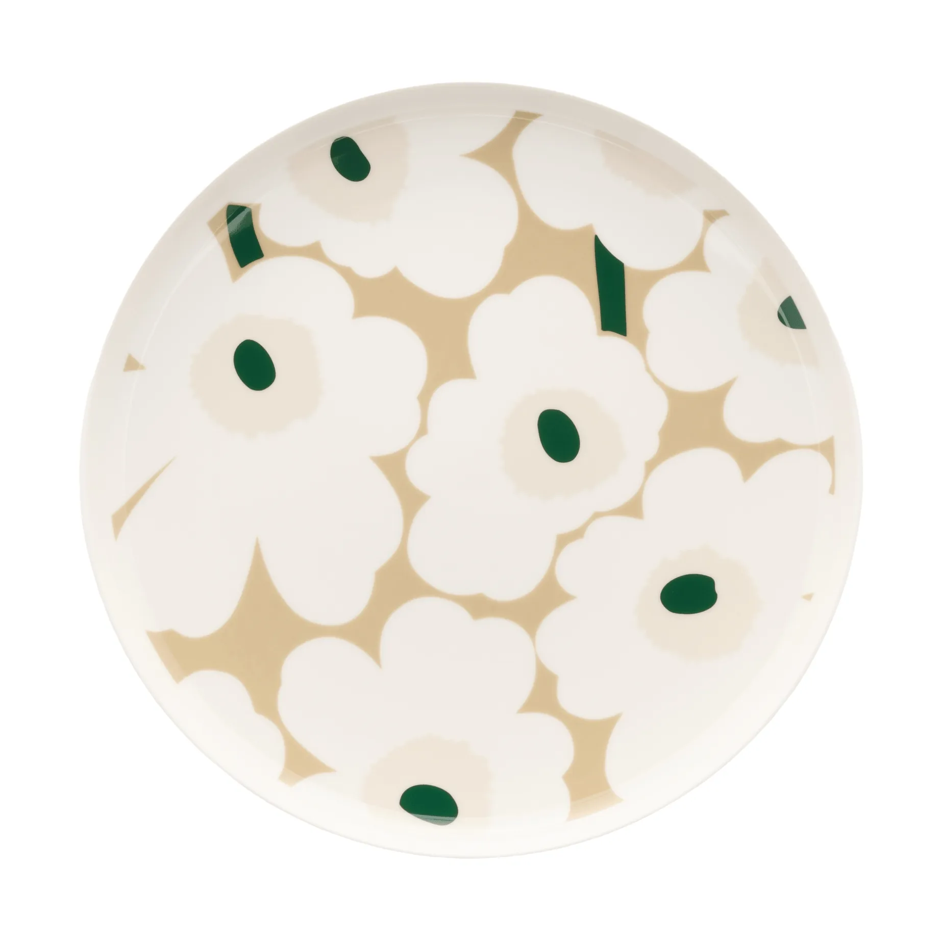 Unikko bord Ø25 cm, White-beige-light sand-dark green Marimekko