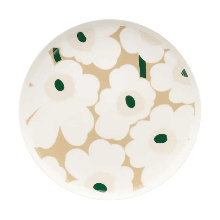 Unikko bord Ø25 cm - White-beige-light sand-dark green - Marimekko