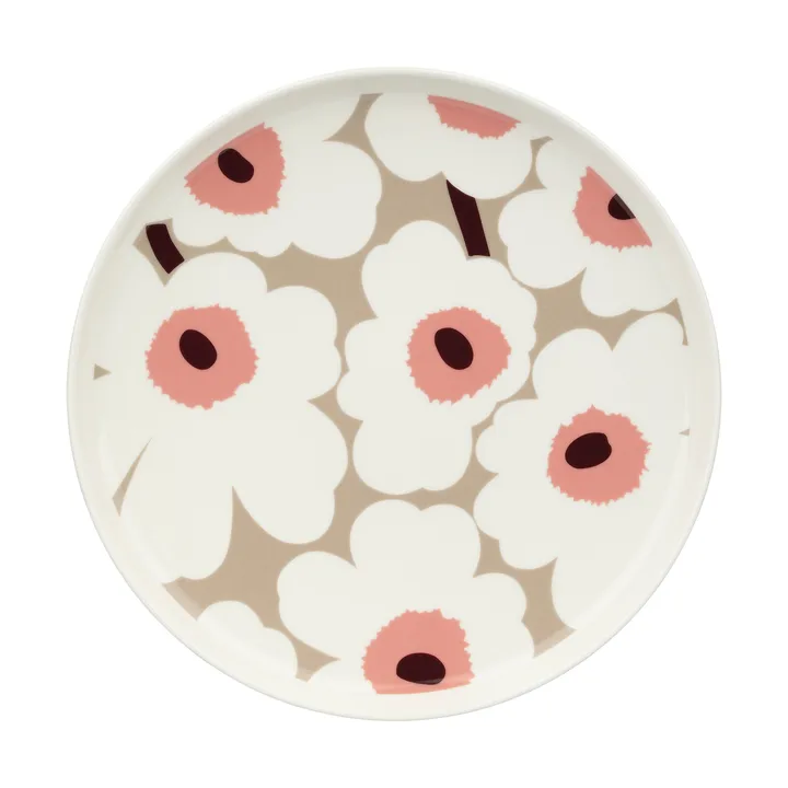 Unikko bord Ø25 cm - White-clay-powder-dark wine - Marimekko