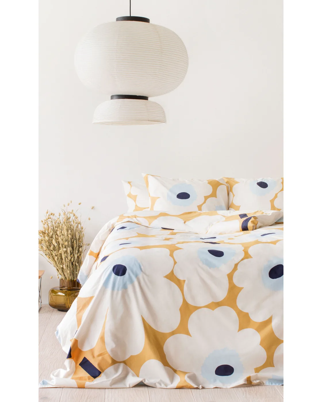 Unikko dekbedovertrek 150x210 cm, beige-gebroken wit-blauw Marimekko
