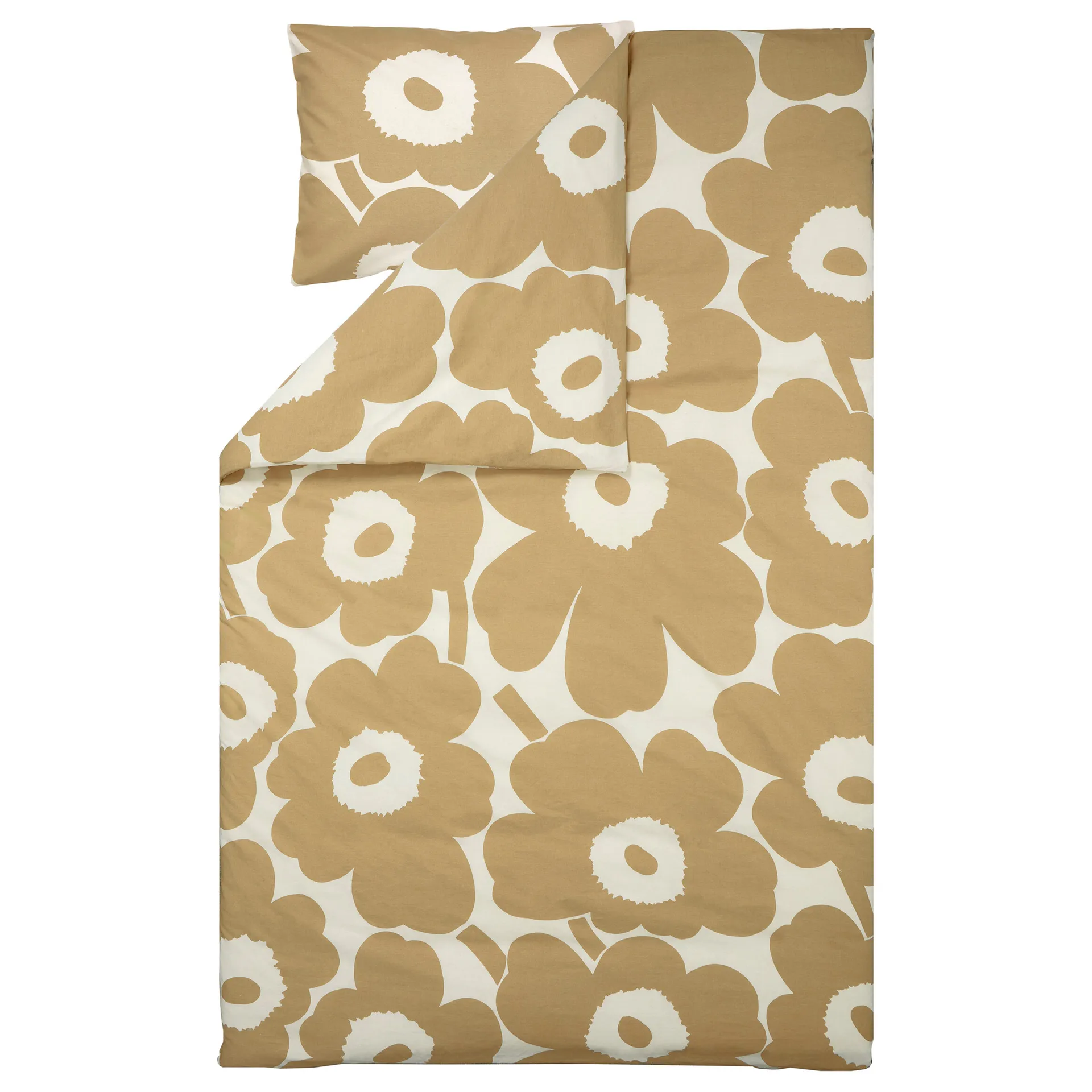 Unikko dekbedovertrek katoen-hennep 150x210 cm, Beige Marimekko