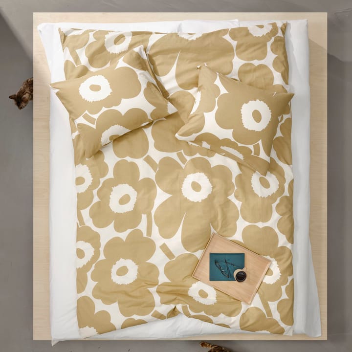 Unikko dekbedovertrek katoen-hennep 150x210 cm, Beige Marimekko