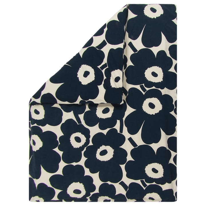 Unikko dekbedovertrek katoen-linnen 150x210 cm - Natuurwit-donkerblauw - Marimekko