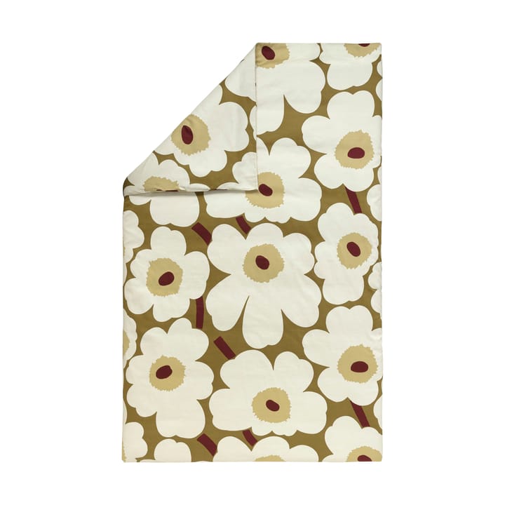 Unikko dekbedovertrek satijn 150x210 cm - Groen umber-crème - Marimekko