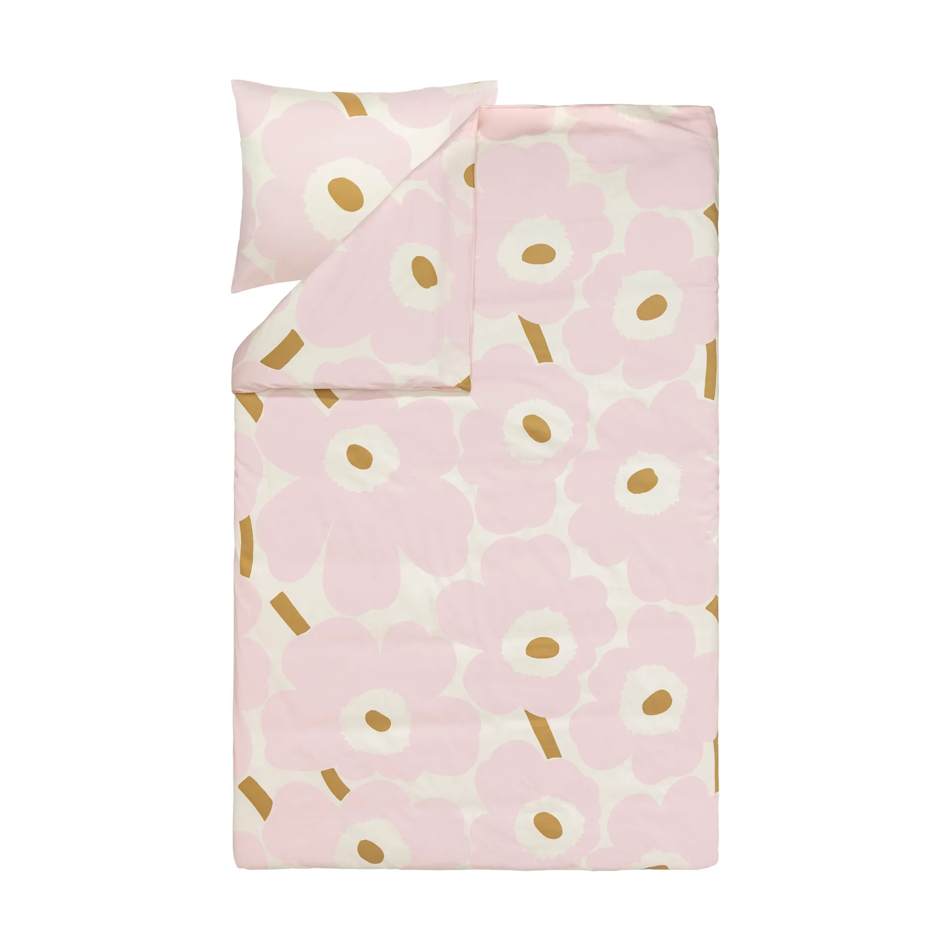 Unikko dekbedovertrekset 150x210 cm + 50x60 cm, White-light pink-beige Marimekko