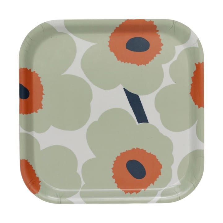 Unikko dienblad 20x20 cm - Off white-sage-orange - Marimekko